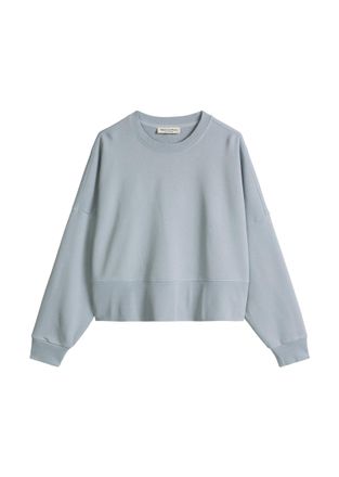 Marc O'Polo Sweatshirt MARC OPOLO, Damen, Gr. XL, grau horizon, Sweatware, Obermaterial: 100% Baumwolle, relaxed fit kurz, Rundhals, B&uuml;ndchen, Sweatshirts Sweatsh