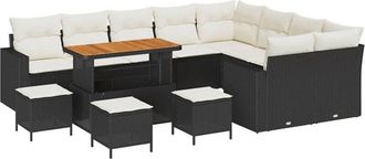 vidaXL Vidaxl - Conjunto De Sof&aacute; De Jard&iacute;n Con Coj&iacute;n 13 Pcs Negro Y Crema