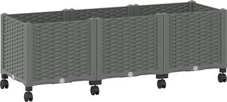 vidaXL Macetero De Jard&iacute;n Con Ruedas Gris Claro 120 X 40 X 48 Cm Pp Vidaxl