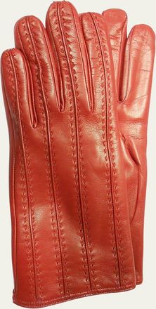 Guanti Giglio Fiorentino Leather & Cashmere Whipstitch Gloves