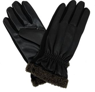 Isotoner Mens Signature Smarttouch Dress Faux Fur Cuff Gloves In Black