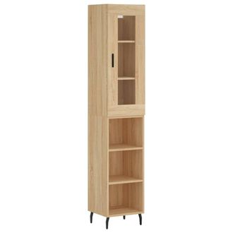 Berkfield Home Highboard Sonoma Oak 34.5x34x180 cm Engineered Wood in Light Tan