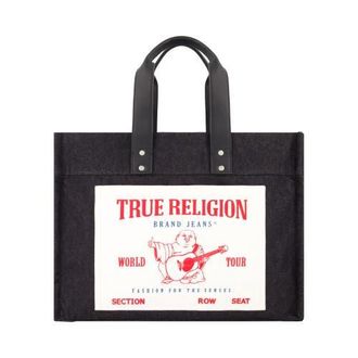 True Religion Large Washed Denim Tote in Black at Nordstrom