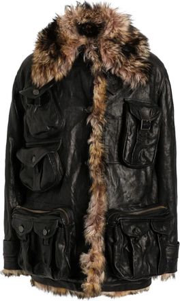 Dolce & Gabbana Cappotto con tasche e finiture in pelliccia - Nero