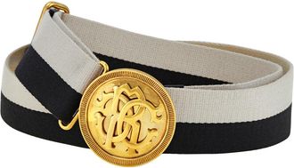 Roberto Cavalli Mens Two Tone RC Monogram Belt, Size 100 cm