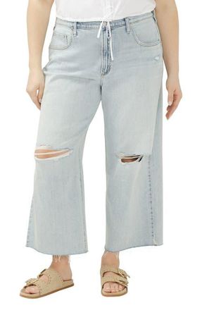 Silver Jeans Co Be Easy Raw Hem Crop Wide Leg Jeans in Malaga at Nordstrom, Size 20W X 26