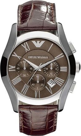 Emporio Armani Accessoires, Heren, Grijs, ONE Size, Leer, Velente Horloge