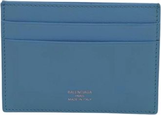 Balenciaga Pre-owned Wallets, female, Blue, Size: ONE SIZE Pre-owned Logo Cardholder in Light Blue Leather