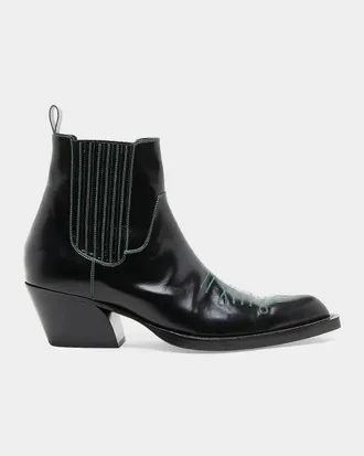 Marni Men & apos;s Polished Leather Western Chelsea Boots