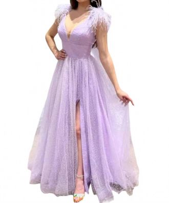 Sherri Hill Long Sequin Tulle Ball Gown In Lilac