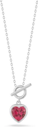 Sphera Milano Cubic Zirconia Heart Toggle Pendant Necklace in Silver/Red at Nordstrom Rack