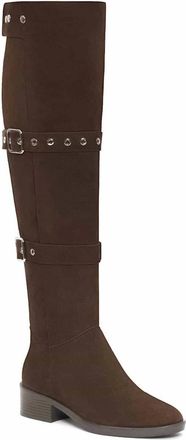 Andrea Womens Faux-Suede High Boot In Dark Brown