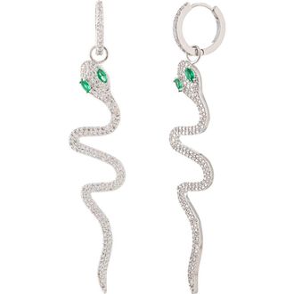 Eye Candy Los Angeles Sybill Snake Drop Earrings in Silver at Nordstrom Rack