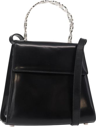 Ferragamo Gancini Handbag Leather Black Leather Handbag (Pre-Owned)