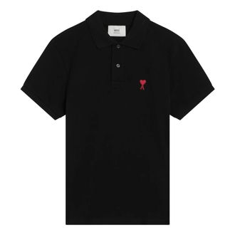 Ami Polo Shirts, male, Black, Size: S Short Sleeve Polo Shirt