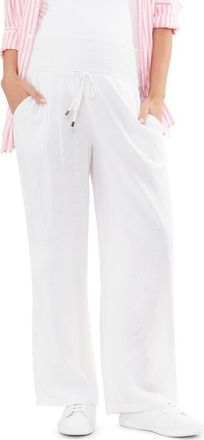 Ripe Indi Wide Leg Linen Pant in White at Nordstrom, Size X-Large 28 Au