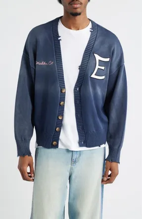 Elwood 4th Year Distressed Cardigan in Midnight at Nordstrom, Size X-Large