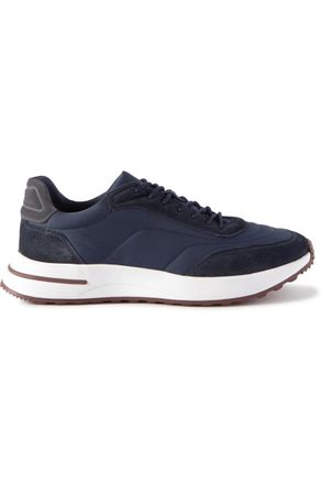 Loro Piana Weekend Walk Suede-Trimmed Shell Sneakers
