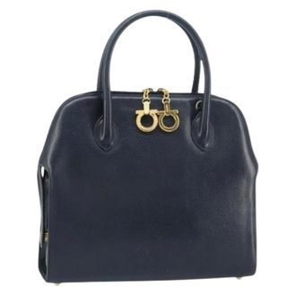 Ferragamo Pre-owned Handbags, female, Blue, Size: ONE SIZE Pre-owned Leather Handbag