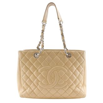 Chanel Beige Grained Calfskin Tote Bag (Pre-Owned)