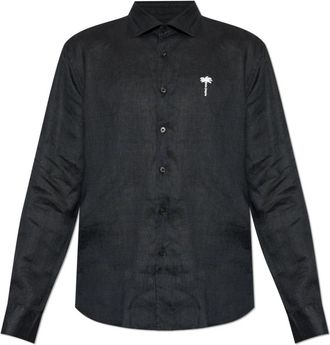 Palm Angels Linnen Overhemd - Heren - Casual Overhemden - Blauw - L - Linnen - Overhemden