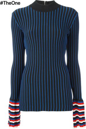 Pucci ribbed contrast sleeve sweatshirt - Blu