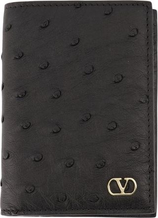 Valentino Garavani Zwarte leren kaarthouder - Heren - Portefeuilles - Zwart - ONE Size - Leer - Accessoires