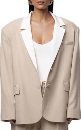 JLUXLABEL Command Oversized Blazer in Beige at Nordstrom, Size Medium