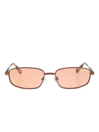 Jacquemus Zonnebril met rechthoekig montuur - Bruin