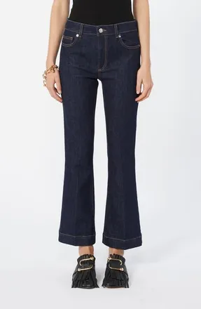 Sportmax Pagina Flare Crop Jeans in Ultramarine at Nordstrom, Size 28