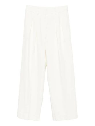 Forte_Forte pleated cotton trousers - White