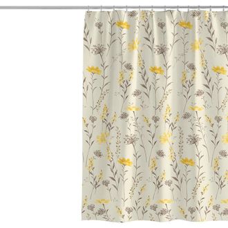 OEM Cortina De Ducha De 100 X 200 Cm, Con Estampado De Plantas Y Flores, De Tejido De Poli&eacute;ster Grueso Y Resistente Al Moho, Ideal Para Duchas. - Crezuo