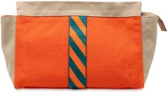 Herm&egrave;s Pre-owned Clutches, female, Orange, Size: ONE SIZE Pre-owned Canvas Clutch