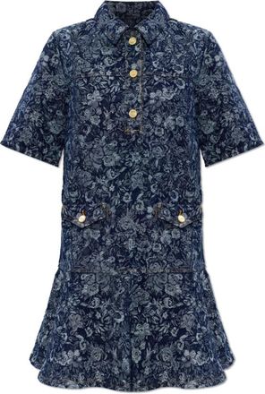 Ganni Denim Jurk - Dames - Korte kleedjes - Blauw - XL - Denim - Kleedjes