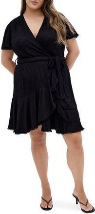 City Chic Sweat Lace Wrap Dress in Black at Nordstrom Rack, Size Xxl/24W