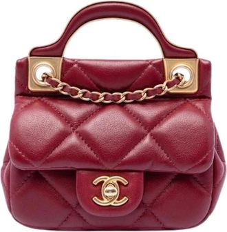 Chanel Pre-owned Quilted Mini Satchel - Dames - Vintage Mini Tas - Rood - ONE Size - Leer - Vintage