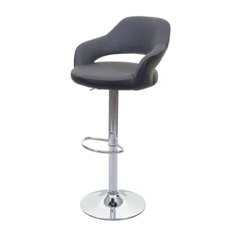 Hhg Hhg - Nunca Usado] Taburete De Bar 737, Taburete De Bar Taburete De Mostrador Taburete Giratorio, Con Respaldo Imitaci&oacute;n Cuero, Gris-negro