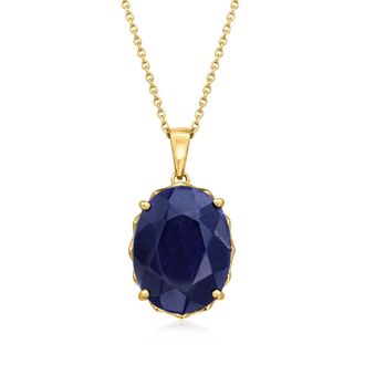 Ross-Simons Sapphire Pendant Necklace in 18kt Gold Over Sterling