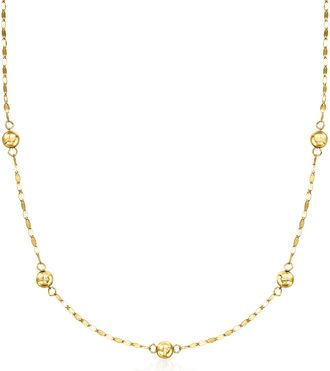 Ross-Simons Italian 14kt Yellow Gold Bead Station Lumachina-Chain Necklace