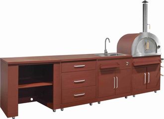 Oviala Cocina exterior de 4 piezas con horno de pizza de ladrillo