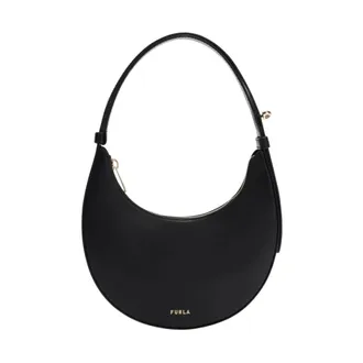 Furla Handbags, female, Black, ONE SIZE, Black Mini Leather Hobo Bag