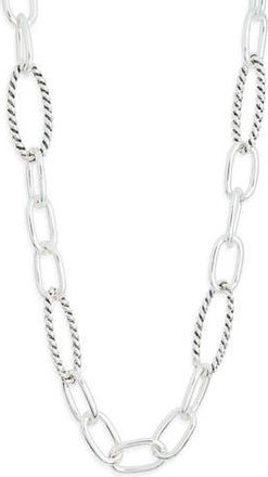 Nordstrom Rack Textured Mixed Link Chain Necklace in Silver at Nordstrom Rack