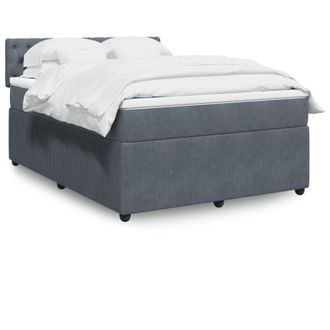 vidaXL Cama Box Spring Con Colch&oacute;n Terciopelo Gris Oscuro 140x200 Cm Vidaxl