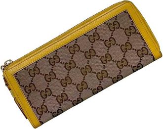 Gucci Bamboo Beige Yellow Gg Canvas Bamboo Long Wallet (Bi-Fold) (Pre-Owned)