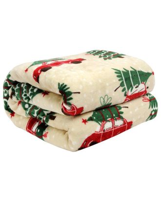 Kathy Ireland Holiday Print Plush Flannel Throw Blanket