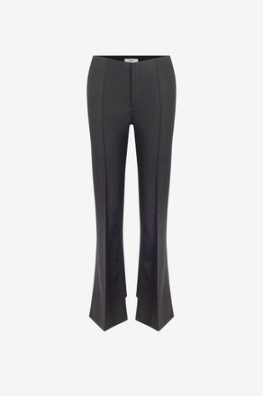 Chlo&eacute; Asymmetrische Bootcut-Hose aus Grain-de-Poudre-Wolle