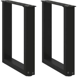 vidaXL Patas Para Mesa De Centro En Forma De U (2 Unidades), Color Negro, 28 X (42-43) Cm, Acero Vidaxl