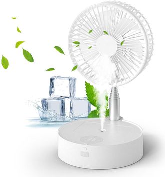 OEM Ventilador De 7 Aspas, 3 Velocidades, Dise&ntilde;o Telesc&oacute;pico Plegable, Humidificador De 7200 Mah, Control Remoto, Cabezal Giratorio De 140&deg;, Luz Nocturna 