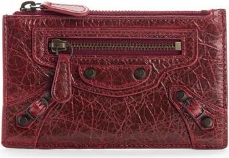 Balenciaga Le City Leather Card Case in 6154 Berry Red at Nordstrom
