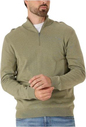 Selected Slhberg Half Zip Cardigan Noos - Heren - Coltruien - Groen - L - Katoen - Truien & Vesten